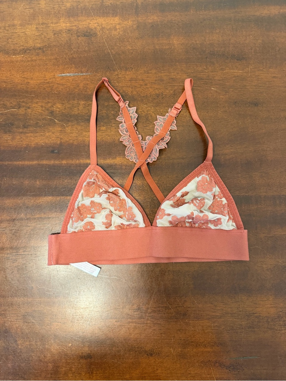 PINK Victoria's Secret Coral Lace Floral Bralette